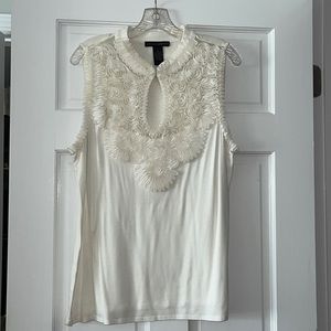 Ivory Flower Keyhole Blouse